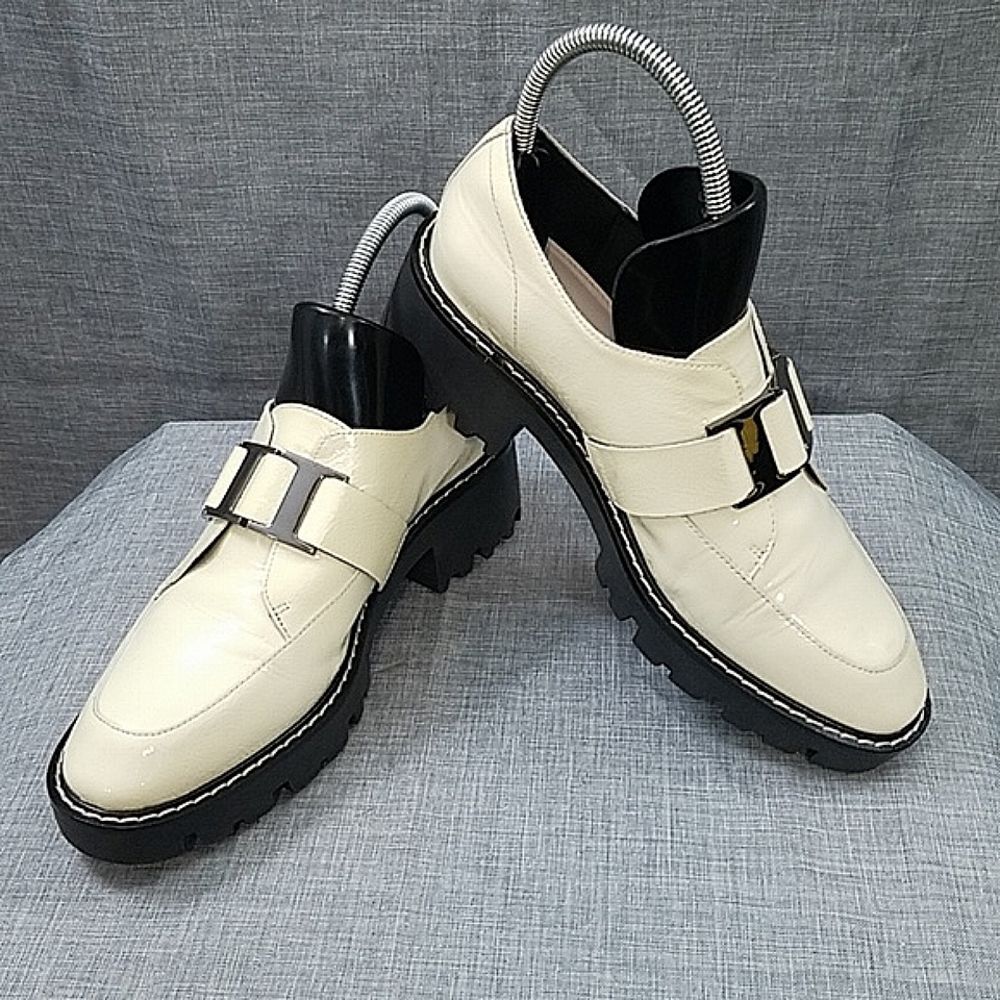 Donald J. Pliner Eames Patent Leather Ivory platform loafer shoe - Women's SZ 7